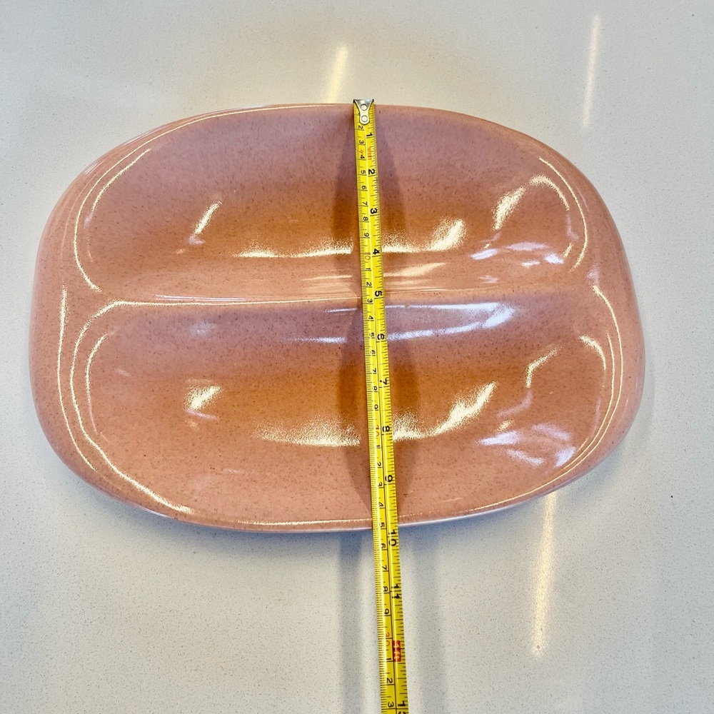 MCM Russel Wright Steubenville divided Plate 13x10” Rectangle Ceramic Coral Pink